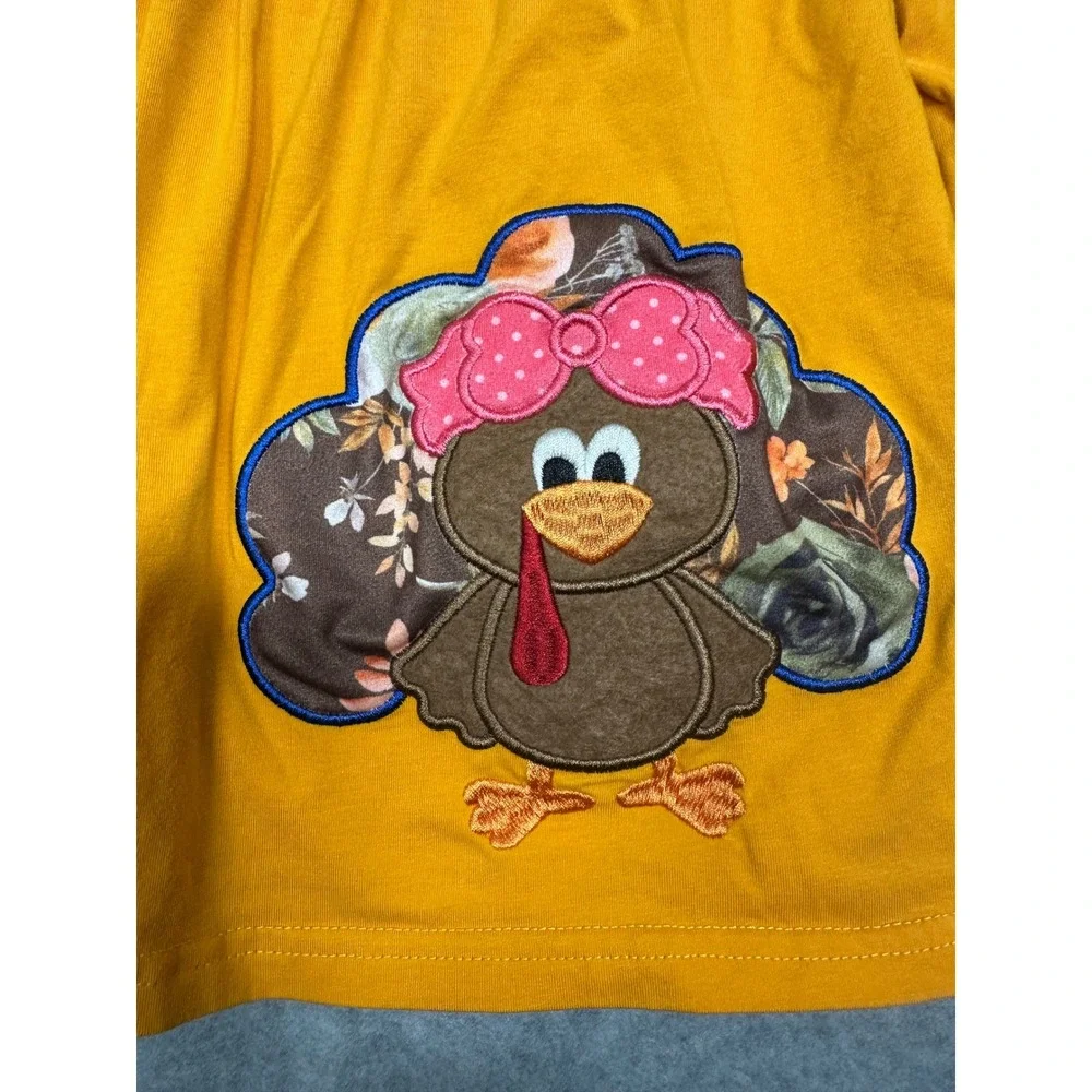 Kids Mustard Yellow Turkey Ruffle Sleeve Long‎ Sleeve Top Size M